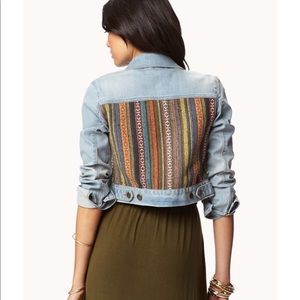 SOLD Forever 21 Cropped Tribal Denim Jacket